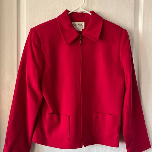 Urban Wool Merino Collection 100% Pure New Wool Zip Jacket Women's size 12 Red - Picture 5 of 7